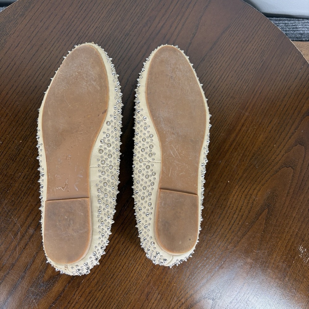 Jeffrey Campbell Martini Loafer Shoes Women's 7.5 Nude Studded Spiked Flats - Picture 7 of 16